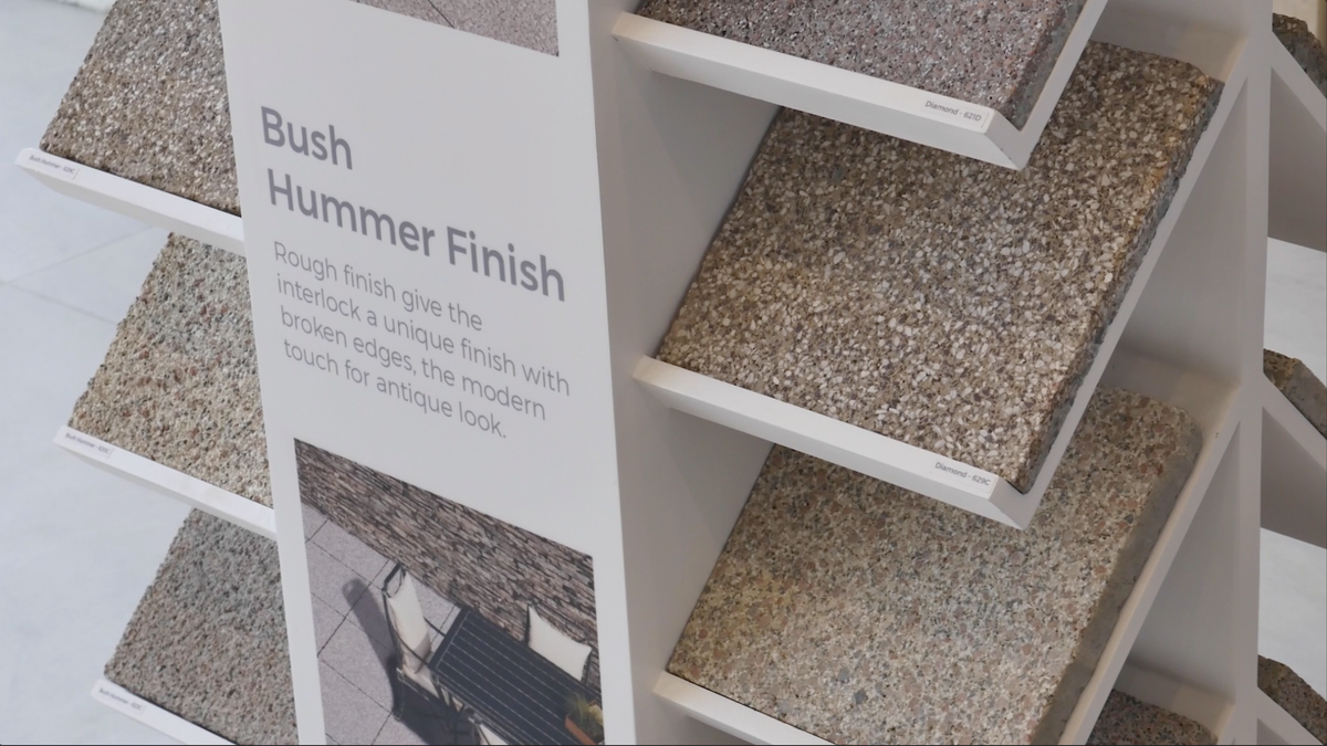 Paving tiles, bush hummer finish, tiles free stand