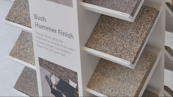 Paving tiles, bush hummer finish, tiles free stand